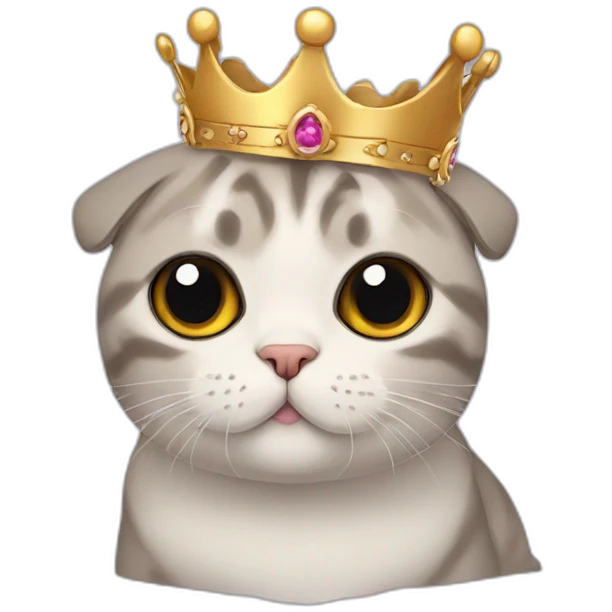 scottish fold with crown emoji