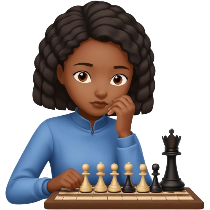 black girl playing chess emoji