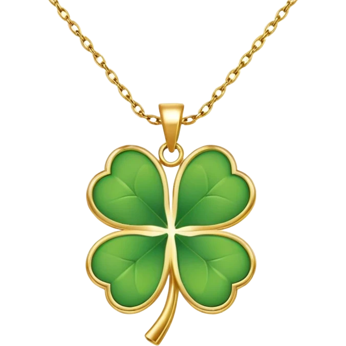 Lucky clover charm necklace – green four-leaf clover.
 emoji