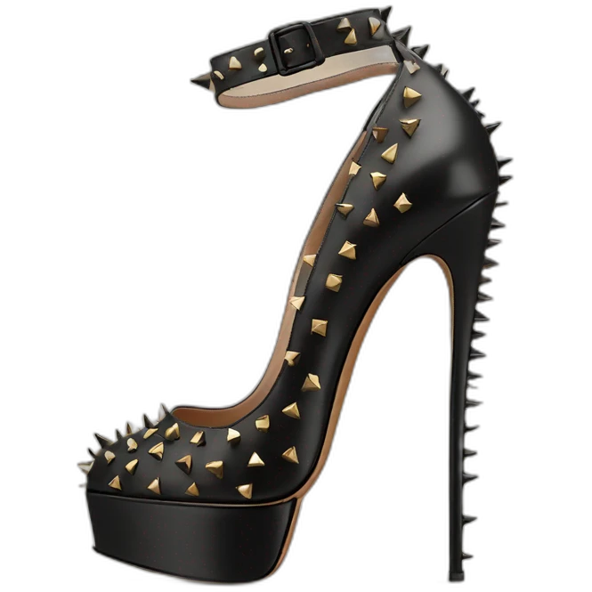 VALENTINO Tan-go PLATFORM PUMP black spikes emoji