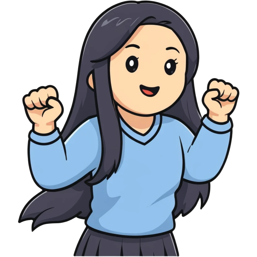 Asian woman with long black straight hair cheering for Doosan Bears baseball team emoji