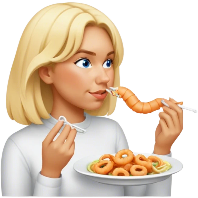 Make this girl eating calamari  emoji