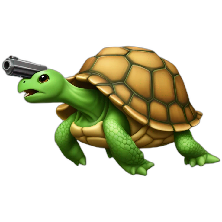tortue avec un pistolet emoji