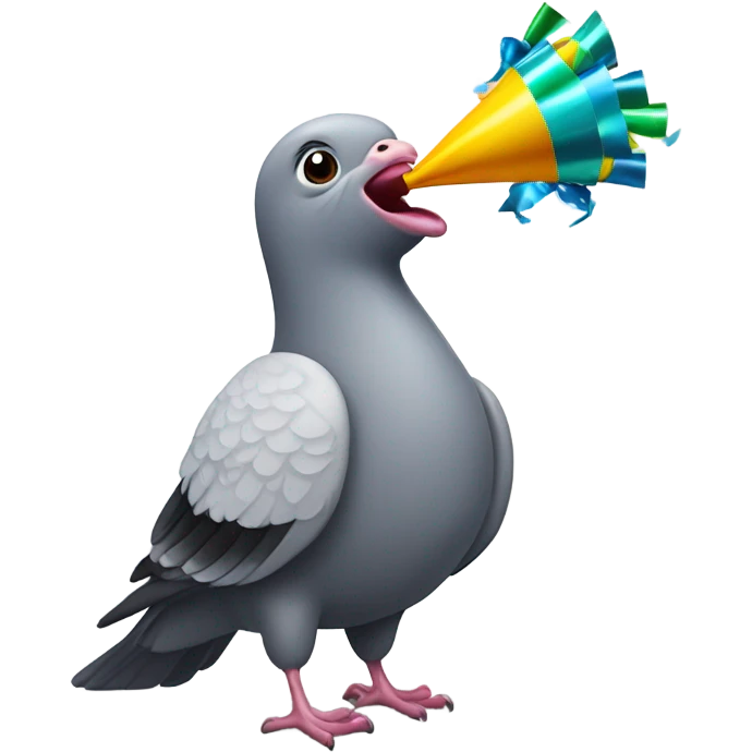 Pigeon with party popper emoji