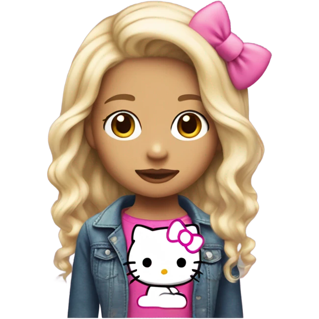 Cute hello kitty girl split dye blonde and pink hair emoji