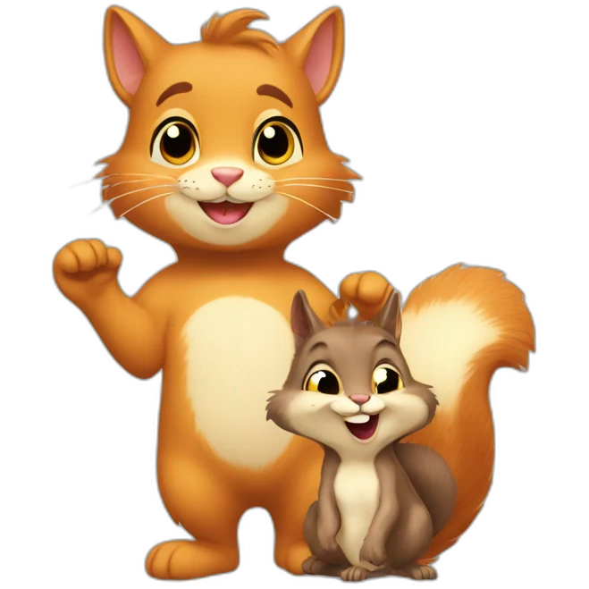 the cat and the squirrel are next and smiling emoji
