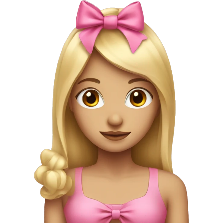 blonde girl with pink bow emoji