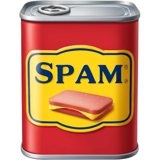 A can of classic “SPAM” (rectangular shaped can like the way spam is shaped) emoji