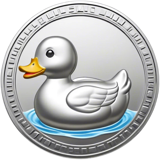 silver coin in profile with a rubber ducky bas relief emoji