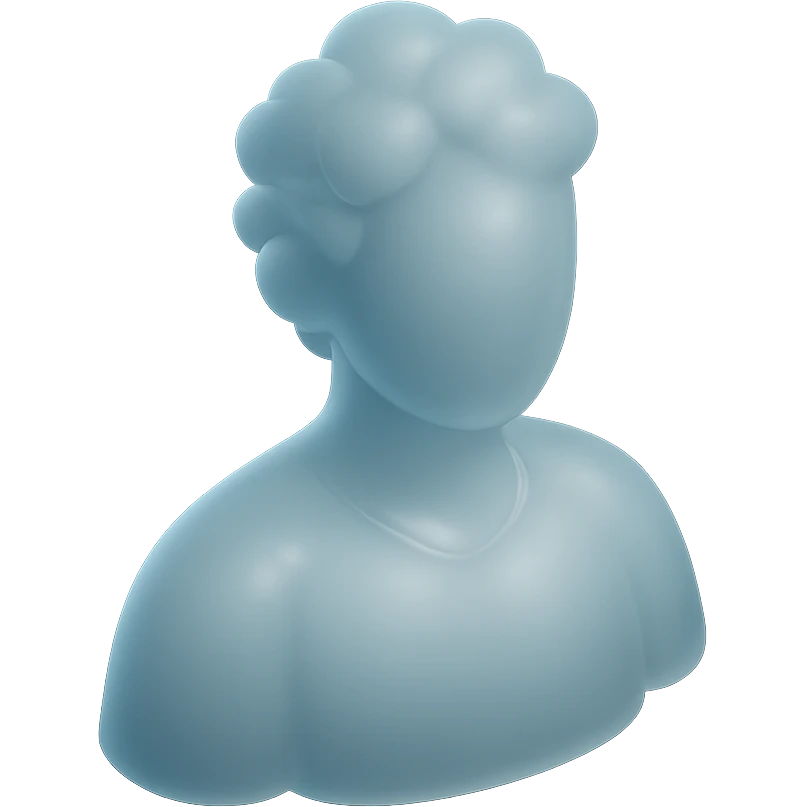 person made entirely of pure white puffy clouds, shoulders up, front view, matte glass style emoji