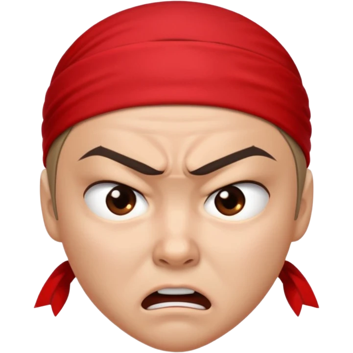 angry ninja face emoji, red headband, scowling expression emoji