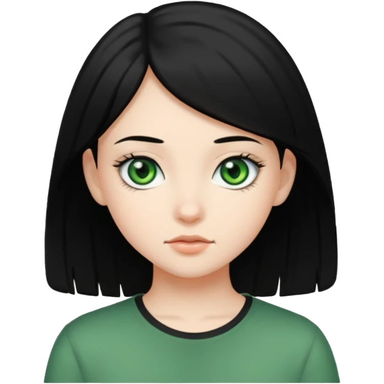 teenage girl with green eyes and black hair emoji