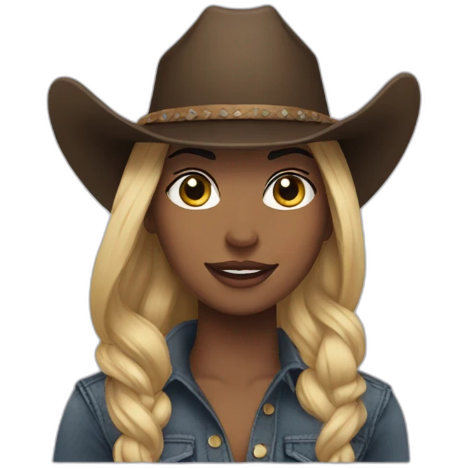 face cowgirl straight black hair emoji