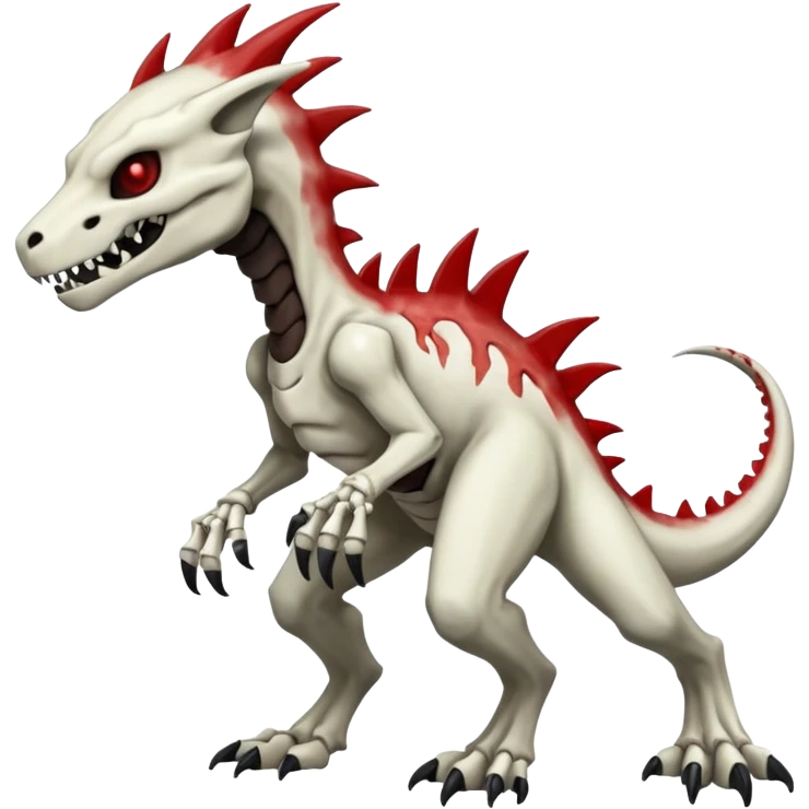 Shiny White Evil Glowing Eldritch Skeletal Creepy Edgy Badass Cool Marowak-Salandit-Duskull-Darkdramon-fusion with bloody red markings emoji