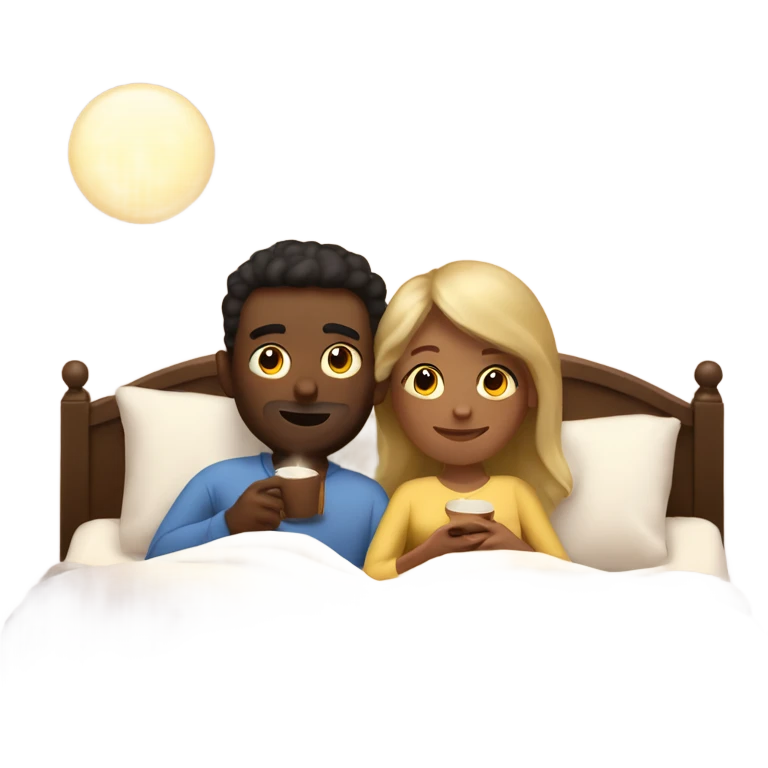 a couple enjoying a cocooning evening in bed emoji