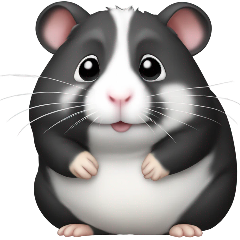 Fat blacj and white teddy bear hamster emoji