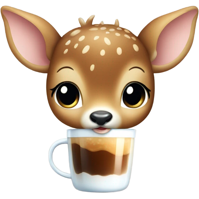 Baby deer drinking iced coffee emoji