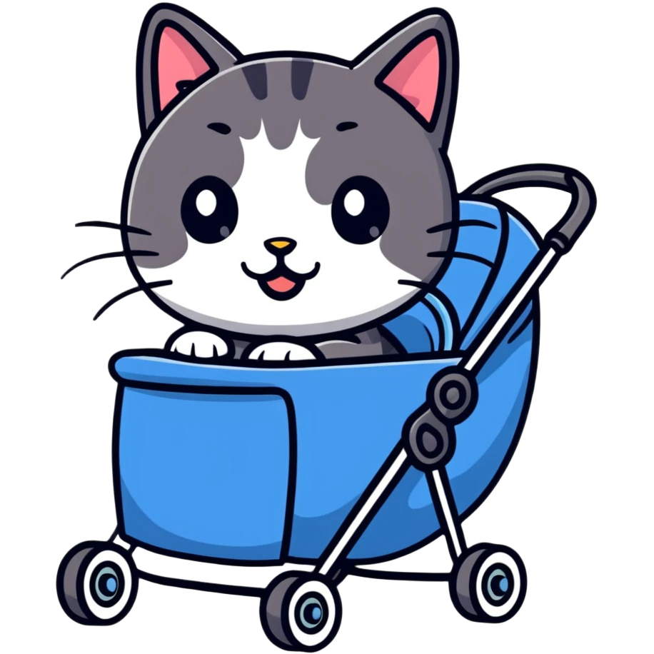 Cat in a stroller emoji