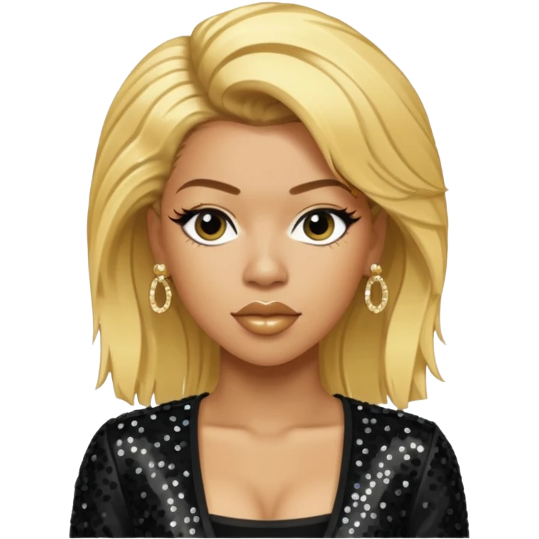Keyshia Cole with golden blonde hair, black sequin outfit emoji