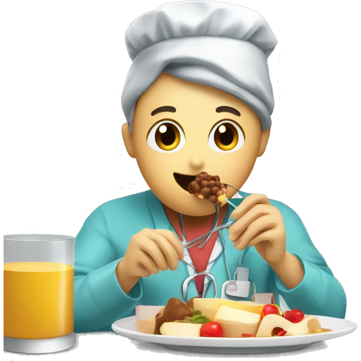 Interventional radiologist eating fondue emoji