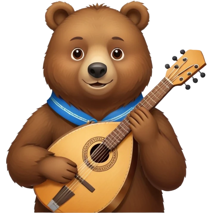 Friendly Russian brown bear holding a balalaika emoji