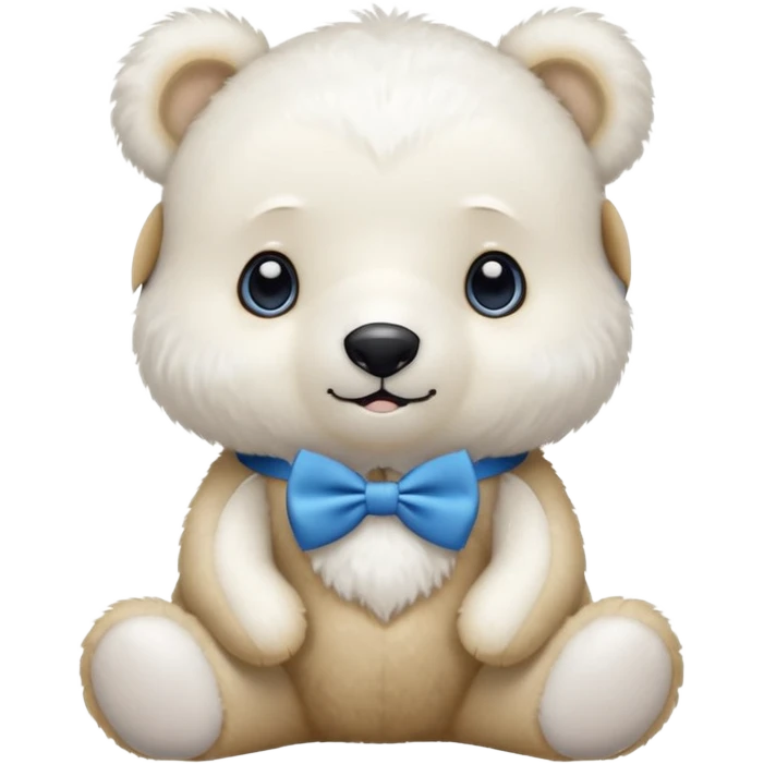 sweet same little white bears with blue bow tie sitting emoji