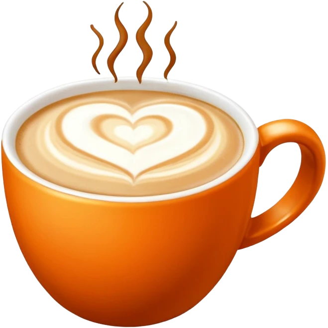 Coffee latte art in a clean orange-color mug emoji