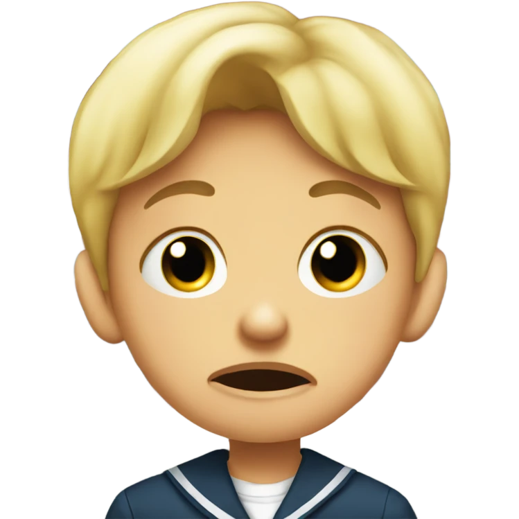 Kid crying in a school uniform in front of a school building  emoji