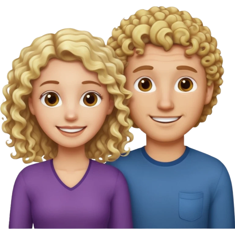 White men with brown hair and white brown girl with blonde curly hair emoji