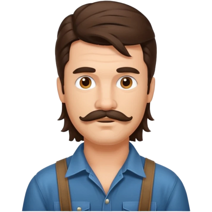 Mullet man with mustache brunet hillbilly   emoji