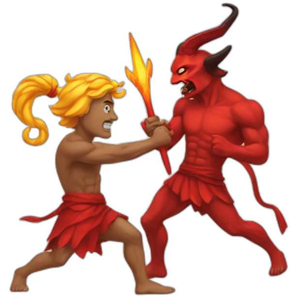 God fighting with devil emoji