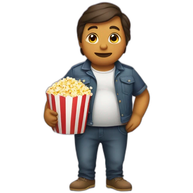 litte fat duck holding bag of popcorn emoji