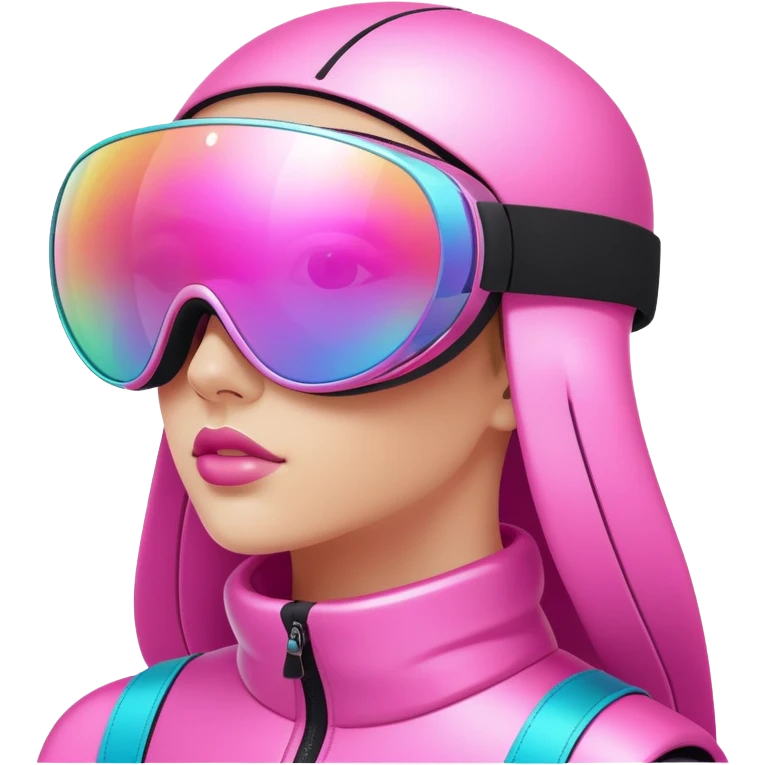 futuristic pink ski visor sunglasses, Y2K fashion, oversized lens emoji