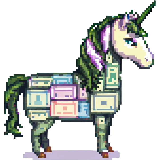 единорог из долларовых купюр, no background emoji