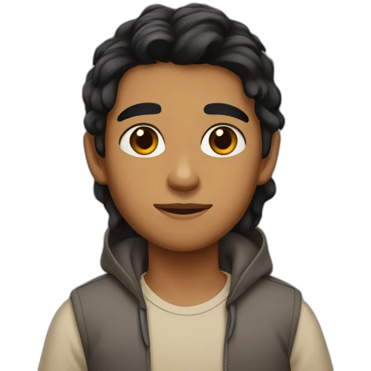 half brown boy with brown eyes and half black hair emoji