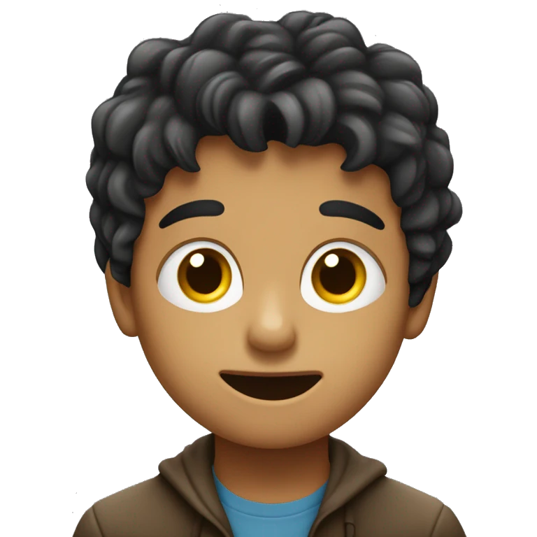 Niño llorando con pelo oscuro y ojos cafe emoji