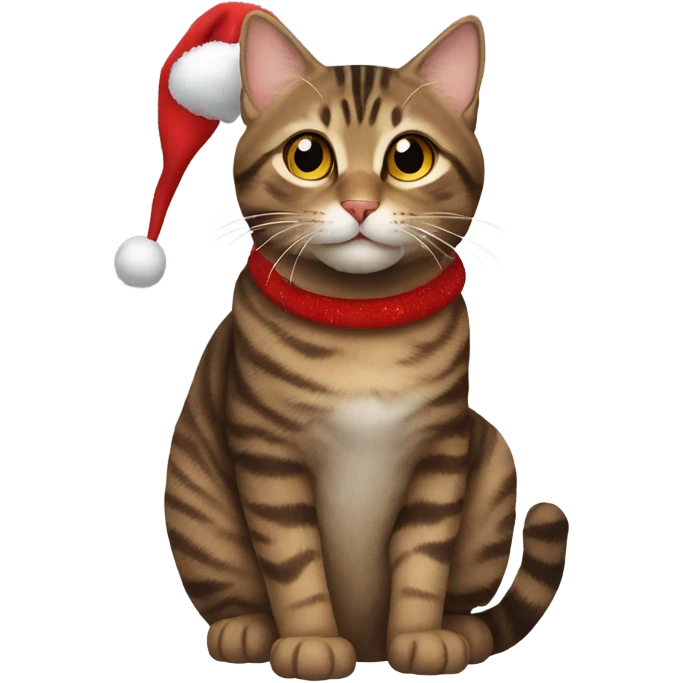 Cute brown tabby cat at a Christmas party  emoji