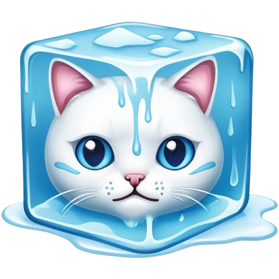 Melting ice cube cat emoji