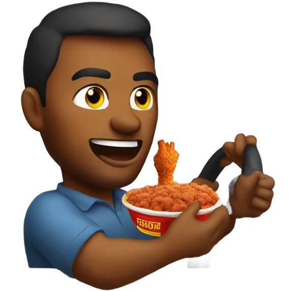 man driving a hellcat eating fired chicken emoji