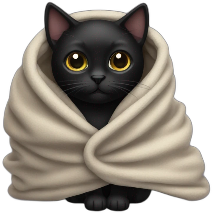 Black cat wrapped in a blanket emoji