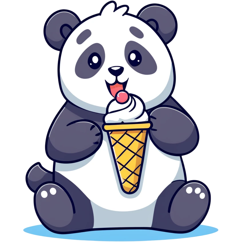 Panda eating ice cream emoji