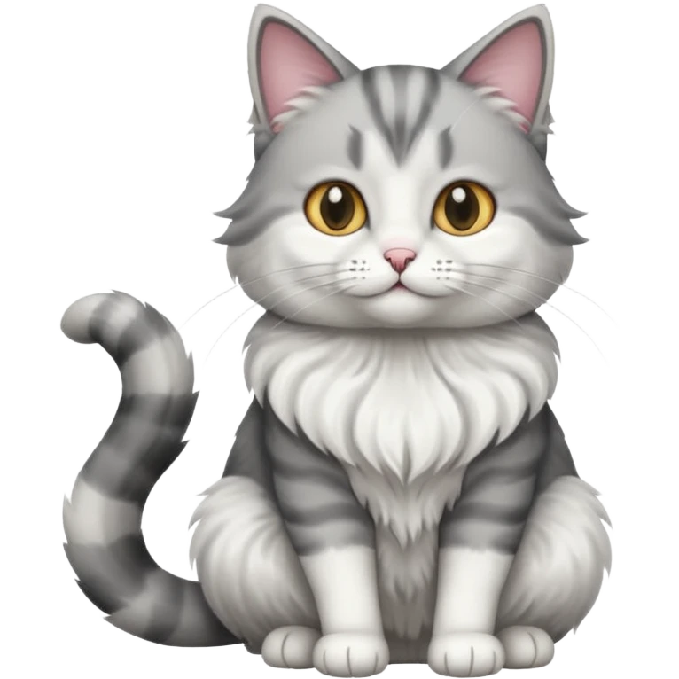 a grey and white cat sitting regally emoji