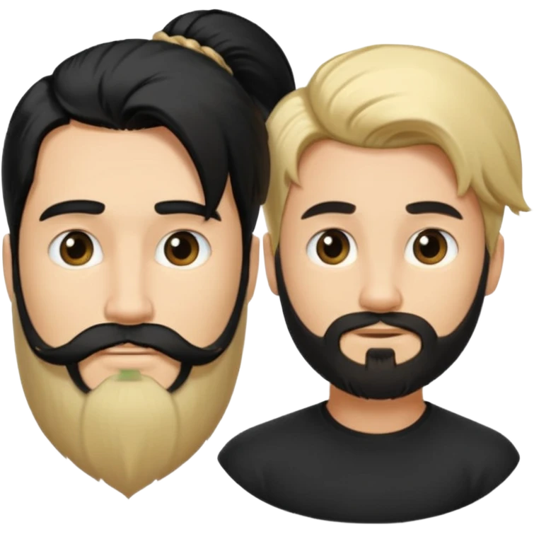 Man with long black hair tied in a tail and beard with a young blond with short hair but no beard emoji