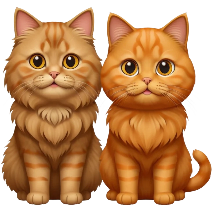 Two cat, Tabby brown Persian happy cat and orange Sottish fold cat emoji