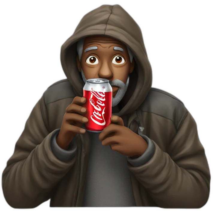 homeless man drinking coke emoji