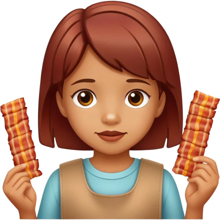little girl holding bacon emoji