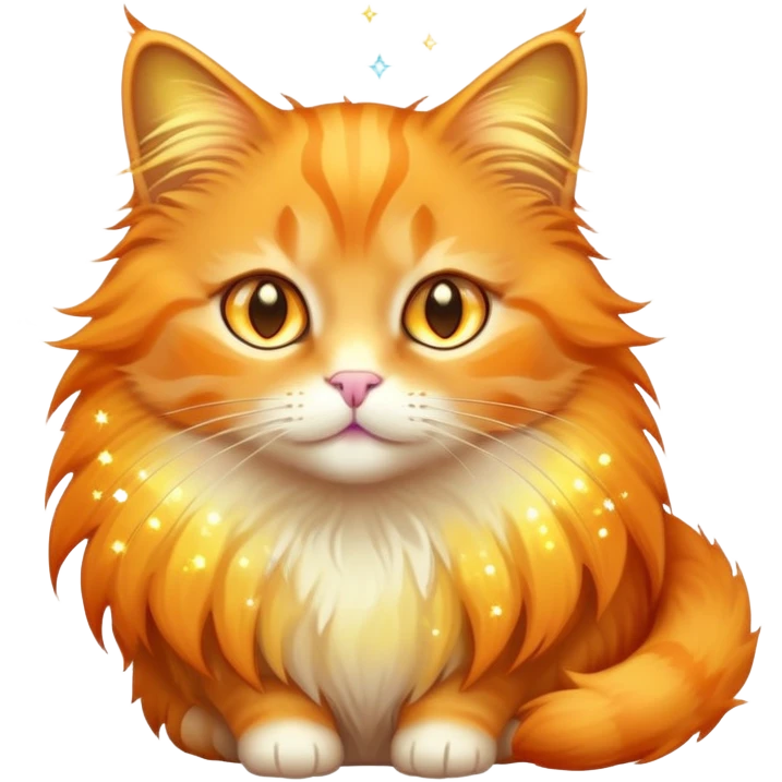 orange cat with magical sparkles and aura emoji