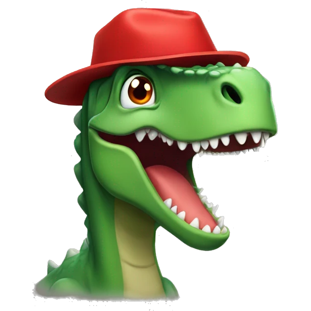 A dinosaur with a red hat crying  emoji