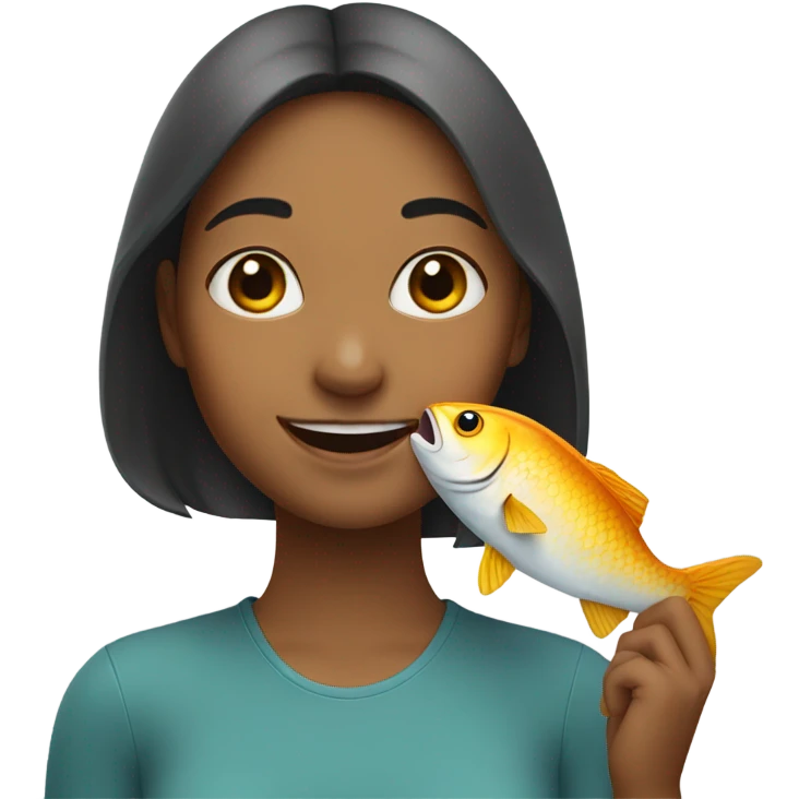 Girl with a fish emoji