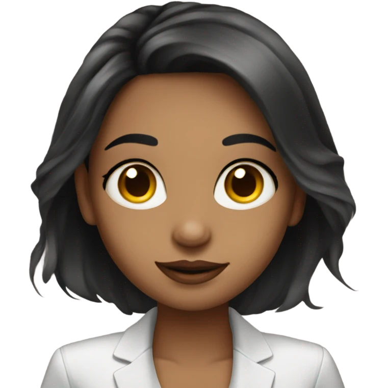 Beautiful girl with makeup long dark hair with a laptop emoji